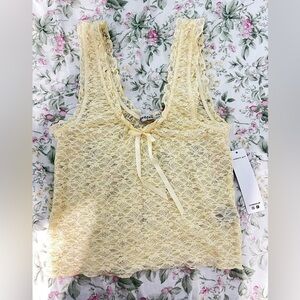 Madden Girl Light Yellow Lace Top
